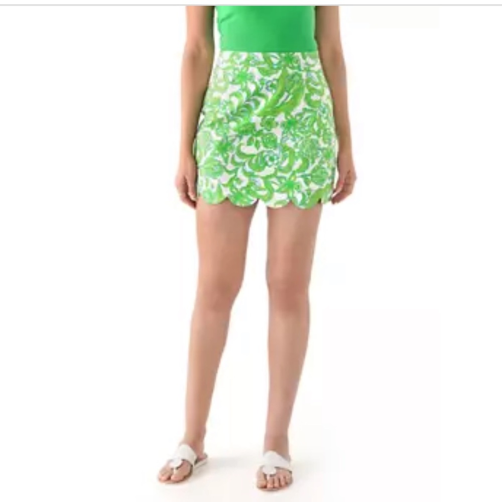 Lilly Pulitzer Green and White Mini Skirt - Picture 2 of 12